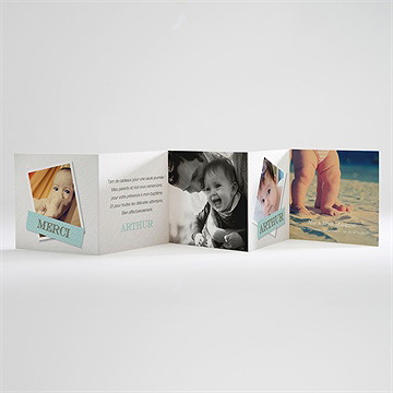 Remerciement baptême corner fun et photo - Carte ouverte