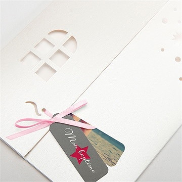 Faire-part de baptême joli cheval à bascule - Détail de la pochette