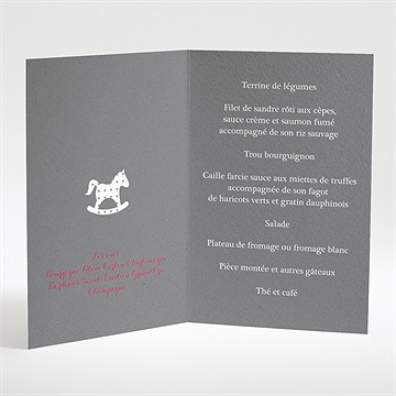Menu baptême joli cheval à bascule - Intérieur du menu