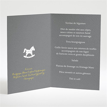 Menu baptême cheval à bascule ardoise - Intérieur du menu