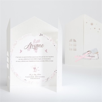 Faire-part de baptême liberty pastel clair