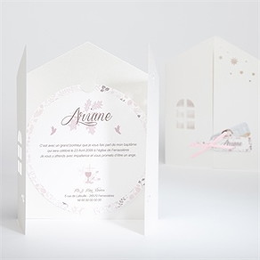 Faire-part de baptême liberty pastel clair