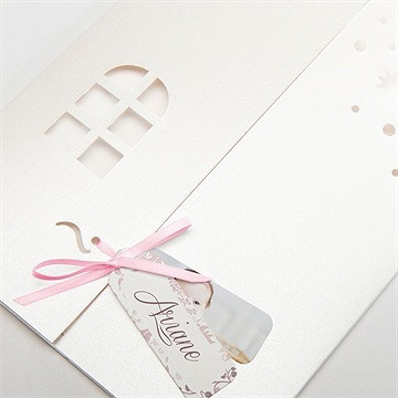 Faire-part de baptême liberty pastel clair - Détail de la pochette