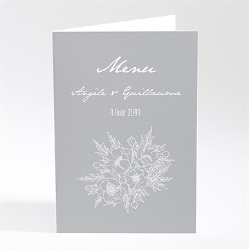 Menu mariage gravure florale sur photo