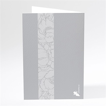 Menu mariage gravure florale sur photo - Dos du menu