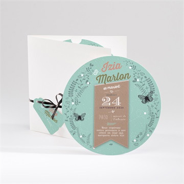 Faire-part mariage papillons et printemps