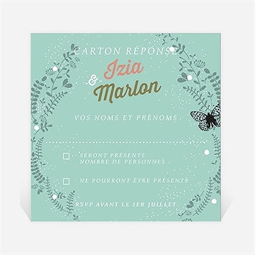 Carton réponse mariage papillons et printemps