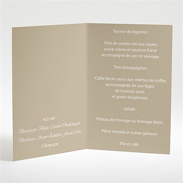 Menu mariage classique vintage - Intérieur du menu