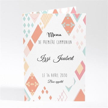 Menu communion damier losanges
