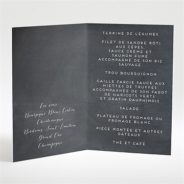 Menu mariage ardoise fleurie - Menu ouvert