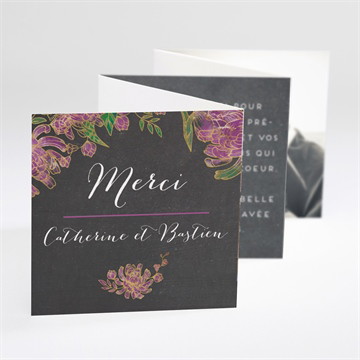 Remerciement mariage ardoise fleurie