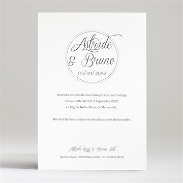 Faire-part mariage inscription sur photo - Dos du faire-part