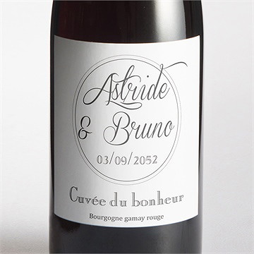 Etiquette de bouteille mariage inscription sur photo