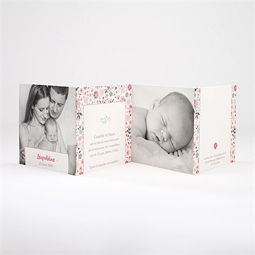 Faire-part naissance fleurs et liberty - Intérieur du faire-part