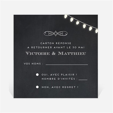 Carton réponse mariage tendance ardoise