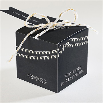 Boîte de dragées mariage tendance ardoise - Dos de la boîte