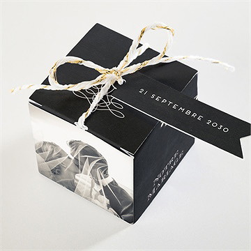 Boîte de dragées mariage tendance ardoise - Dessus de la boîte