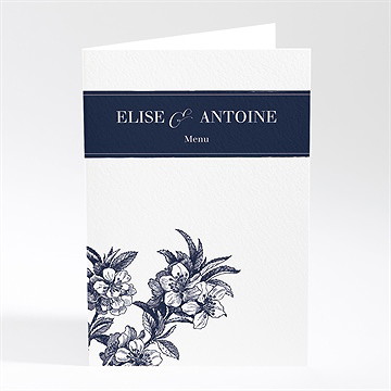 Menu mariage gravure bleu foncé