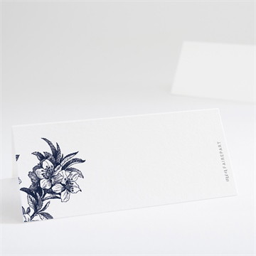 Marque-place mariage gravure bleu foncé