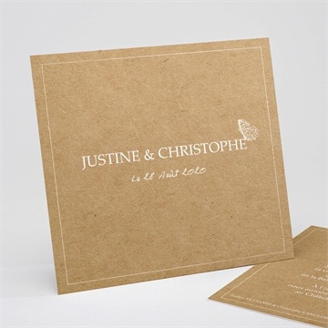Faire-part mariage un papillon sur le kraft