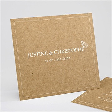 Faire-part mariage un papillon sur le kraft