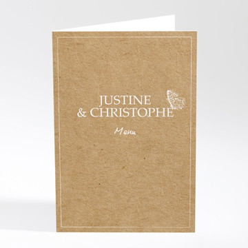Menu mariage un papillon sur le kraft
