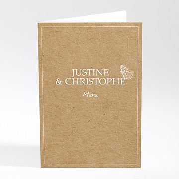 Menu mariage un papillon sur le kraft