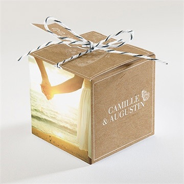 Boîte de dragées mariage un papillon sur le kraft - Dos de la boîte