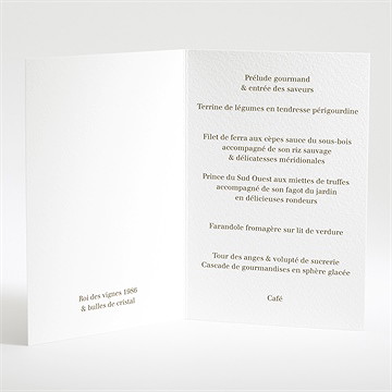 Menu mariage carde traditionnel - Intérieur du menu