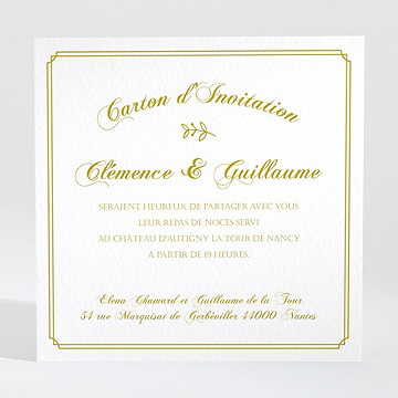 Carton d'invitation mariage classique