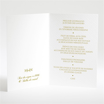 Menu mariage classique - Intérieur du menu