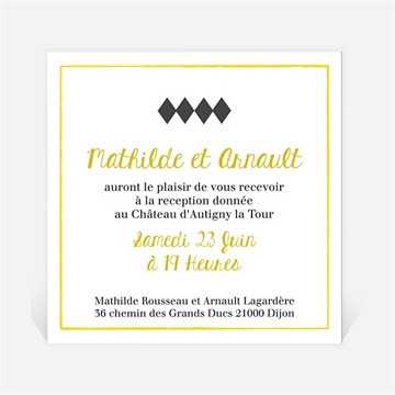 Carton d'invitation mariage damier geometrique