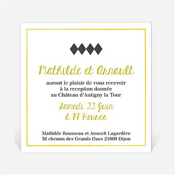Carton d'invitation mariage damier geometrique