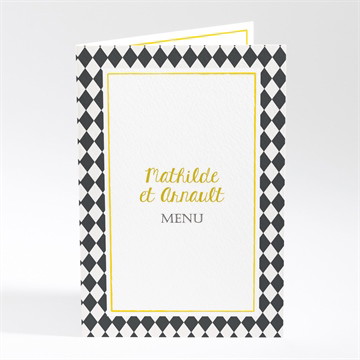 Menu mariage damier geometrique