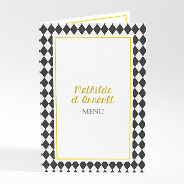 Menu mariage damier geometrique