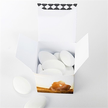 Boîte de dragées mariage damier geometrique - Intérieur de la boîte