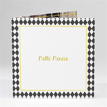 Remerciement mariage damier geometrique