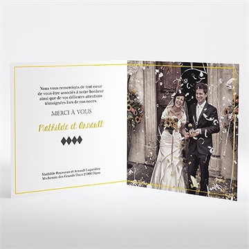 Remerciement mariage damier geometrique - Intérieur du faire-part