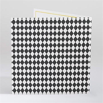 Remerciement mariage damier geometrique - Dos du faire-part