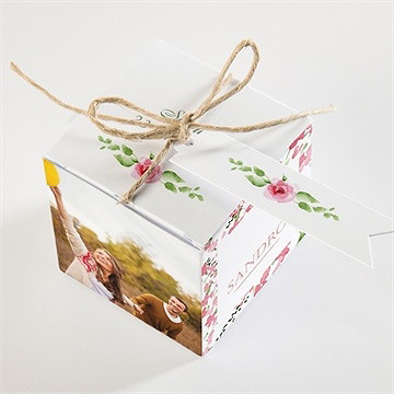 Boîte de dragées mariage annonce champetre - Dessus de la boîte