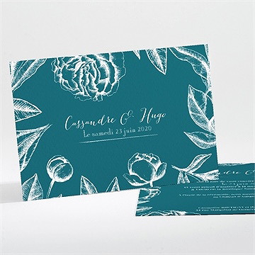 Faire-part mariage gravure vert émeraude