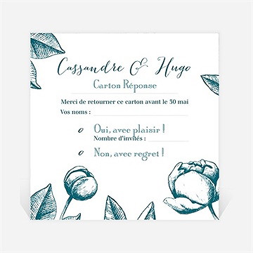 Carton réponse mariage gravure vert émeraude