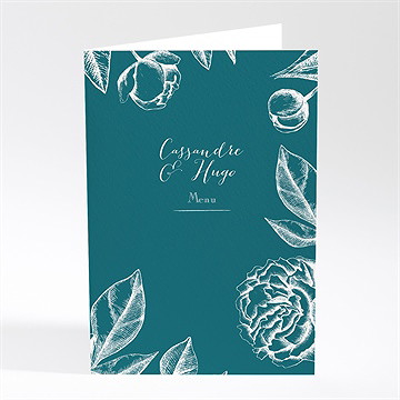 Menu mariage gravure vert émeraude