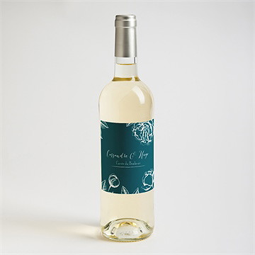 Etiquette de bouteille mariage gravure vert émeraude - Mise en situation