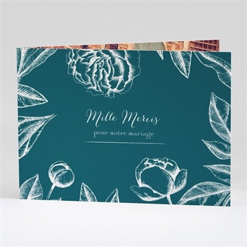 Remerciement mariage gravure vert émeraude