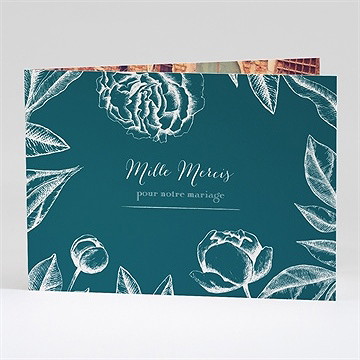 Remerciement mariage gravure vert émeraude