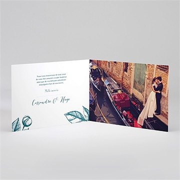 Remerciement mariage gravure vert émeraude - Intérieur du faire-part