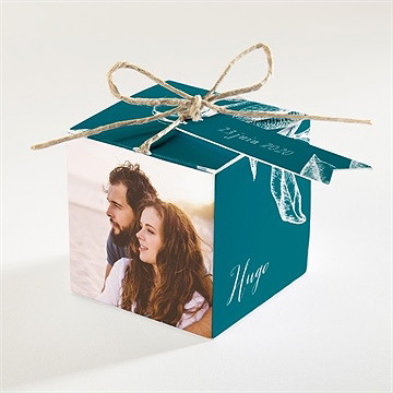 Boîte de dragées mariage gravure vert émeraude