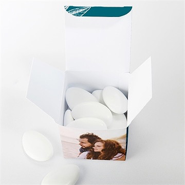 Boîte de dragées mariage gravure vert émeraude - Intérieur de la boîte