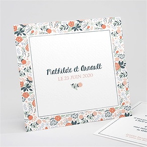 Faire-part mariage encadrement bleu et saumon